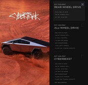 The Tesla Cybertruck comes in three different trims, with the AWD versions available to order now for 2024 delivery. (Image source: Tesla