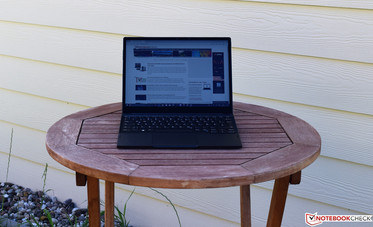 The Dell Latitude 7285 in the shade
