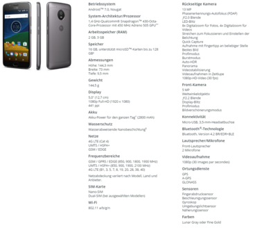 Moto G5 specifications