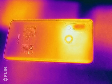 Thermal imaging photo of the back of the device under load