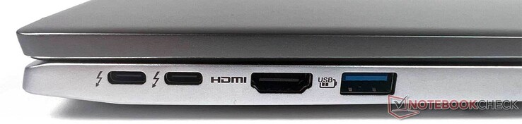 Left: 2x Thunderbolt 4, 1x HDMI 2.1, 1x USB type-A 3.1 gen. 1