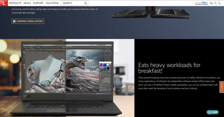 Lenovo's website briefly showed a picture of the ThinkPad P1