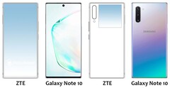 The new &quot;ZTE phone&quot; up against Galaxy Note 10 renders. (Source: MobielKopen)