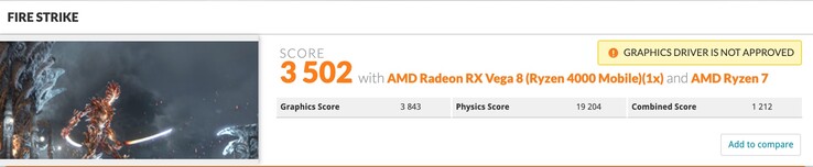 Latest AMD Ryzen 7 4800U result. (Image source: 3DMark/@_rogame)