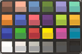 ColorChecker colors. Reference color in bottom half of each square.