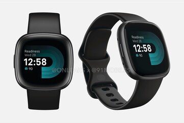 The Fitbit Versa 4. (Image source: @OnLeaks & 91mobiles)