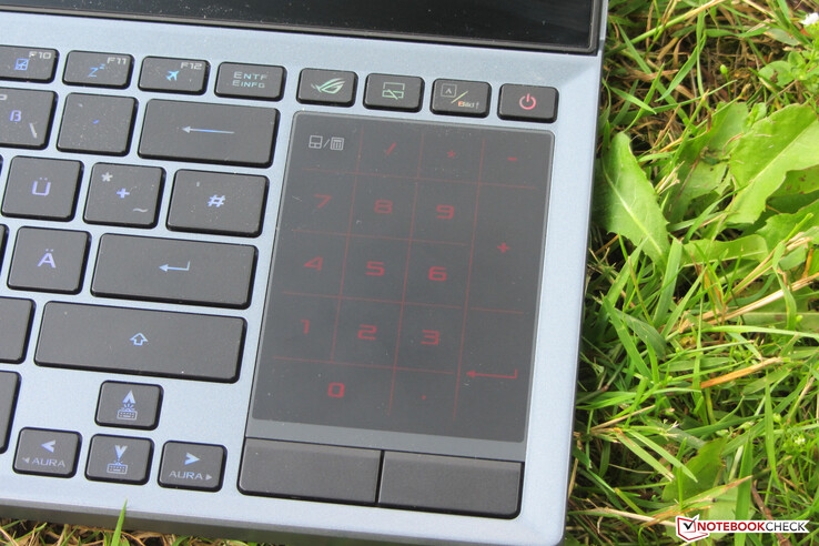 A press in the upper left corner of the touchpad activates the numpad