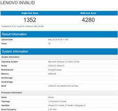 Details of alleged Windows laptop with Snapdragon 845 by Lenovo (Source: Geekbench Browser)