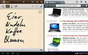 Not possible on any other tablet, the Galaxy Note 10.1 can display two windows side by side.