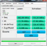 AS SSD benchmark: 482/133 MB/s read/write