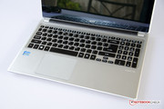 The touchpad is not in the center of the palm rest.