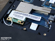And the Wifi card in a Mini PCIe slot. The slot next to it is indeed empty but is not equipped with a socket for connecting anything.