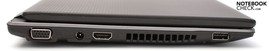 Left side: VGA, AC power, HDMI, USB 2.0.