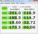 Crystal Disk Mark 3.0: 251 MB/s read