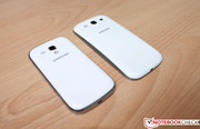 micro-scratches. On the right, the Galaxy S3's glossy back.