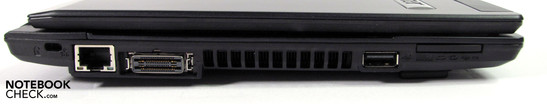 Left: Kensington, LAN, Easyport, USB, card reader