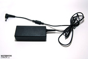 The mains adaptor is compact.