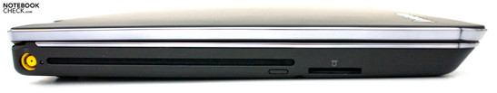 Left: Power, DVD drive, cardreader