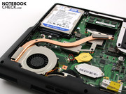 Centre: the heatpipe for cooling the CPU and chiset.