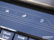 The alternative buttons (over the keyboard) illuminate shortly when pressed or remain active (TurboBattery; Gaming-Mode).