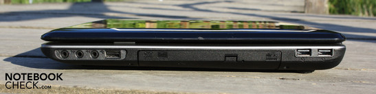 Right: Microphone, line-in, line-out (freely assignable Realtek audio), 3 USBs, DVD burner