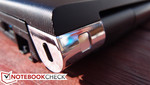 The hinge covers are shiny chrome-like plastic
