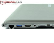 left side: power, LAN, USB 3.0, HDMI, audio, micro-HDMI