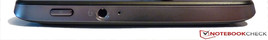 Top: Power button, 3.5 mm jack, microphone