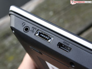 The subnotebook has an eSATA port, but no USB 3.0.