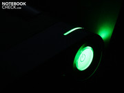 On the right side the power button lights up.