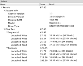 XBench 1.3 result MacOs X 10.6.6