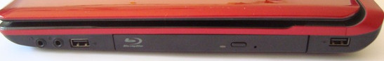Right: Headphone, microphone, BluRay burner, USB