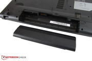 The sharp-edged battery is in the rear.