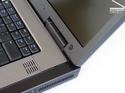 This desktop replacement notebook has a double hook transport lock.