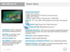 Dell Latitude 10 Windows 8 tablet leaked
