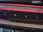 Buttons for the webcam, Bluetooth, WLAN and a user-defined program (P1)