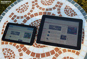 The Apple iPad 10-inch display looks substantially bigger.
