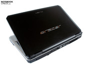 A stylish logo adorns the display lid.
