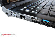 External monitors can be attached via VGA or HDMI.