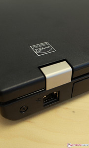 Silver hinges to black plastic.