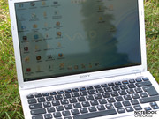 In spite of excellent brightness and good illumination, using the notebook outdoors is difficult due to reflections...