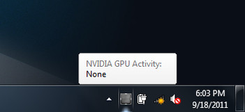 Certainty thanks to taskbar icon: GPU inactive