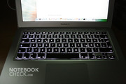 If its dark, a sensor activates the handy keyboard lightening.