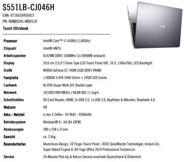 Asus VivoBook V551/S551 Haswell Ultrabook arriving soon