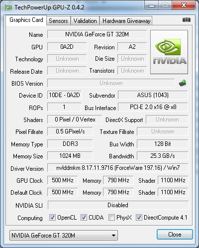 nvidia geforce 320m driver update