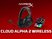 The HyperX Cloud Alpha 2 wireless headphones comes with a base station. Pictured: a promo picture of the set. (Image source: HP - edited)