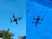 The drone flying in the air and swimming underwater (Image source: Andrei Copaci; edited screenshot)
