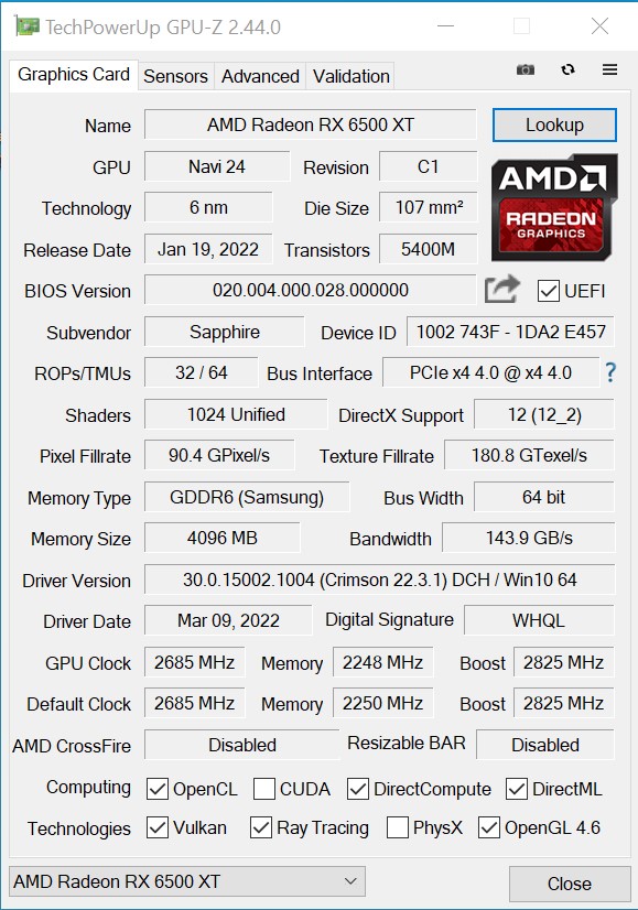AMD Radeon RX 6500 XT Specs