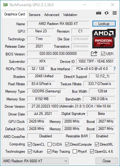 AMD Radeon RX 6600 XT - recension