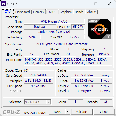 AMD Ryzen 7 7700 65 W Ryzen 7000 Review: Able Core i9-12900K and